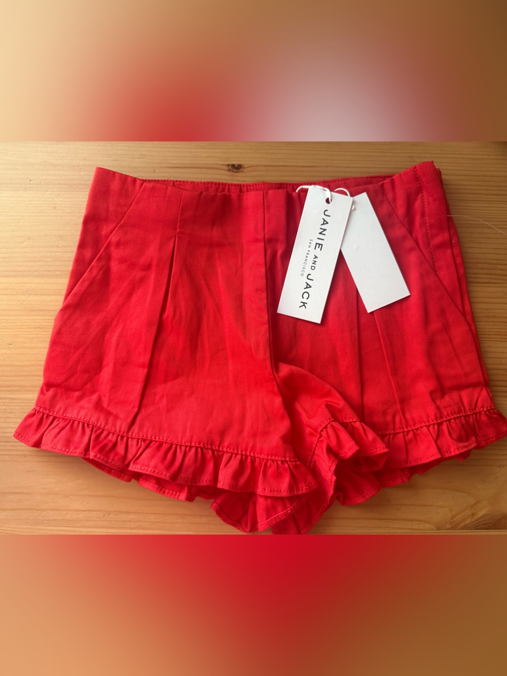 Janie and Jack Bright Red Ruffle-Hem High Waist Girls' Shorts